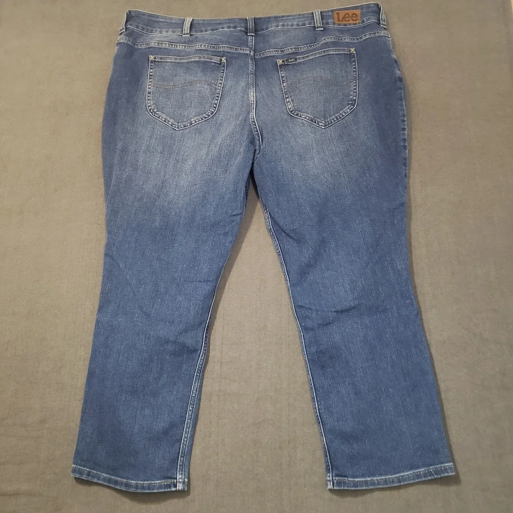 Lee Straight Leg Jeans Womens 24W Petite Blue Mid Rise Regular Fit‎ Denim